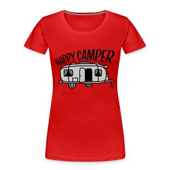 Happy Camper Camping Wagen - Frauen Premium Bio T-Shirt - Rot - Vorne - Mia (176cm)