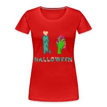 Halloween Zombie Untoter Leiche Kreatur Tot Kostüm - Frauen Premium Bio T-Shirt - Rot - Vorne - Mia (176cm)