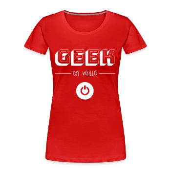 Geek en Veille - T-shirt bio Premium Femme - rouge - Devant - Mia (176cm)