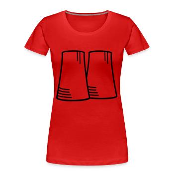 Atommeiler (1c, Linienzeichnung) - Frauen Premium Bio T-Shirt - Rot - Vorne - Mia (176cm)