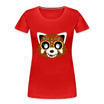 Roter Panda verkleidet als Santa Muerte für Halloween - Frauen Premium Bio T-Shirt - Rot - Vorne - Mia (176cm)