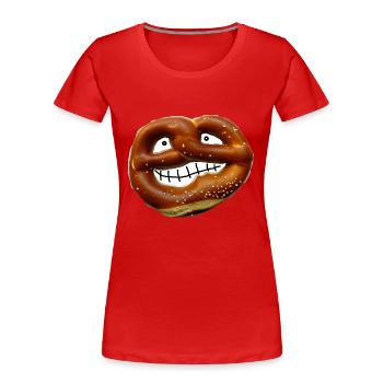 ZoffArt BREZEL - Frauen Premium Bio T-Shirt - Rot - Vorne - Mia (176cm)