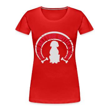 mieux avec un chien - T-shirt bio Premium Femme - rouge - Devant - Mia (176cm)