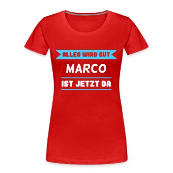 Marco Name Design für stolze Marcos - Frauen Premium Bio T-Shirt - Rot - Vorne - Mia (176cm)