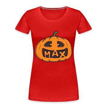 Max Halloween Kürbis - Frauen Premium Bio T-Shirt - Rot - Vorne - Mia (176cm)