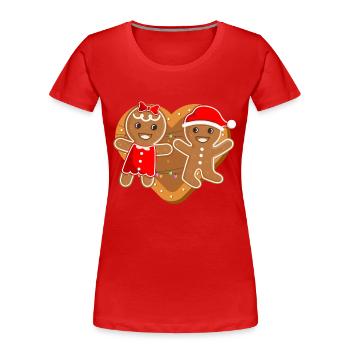 Biscuits au chocolat au pain d’épices de Noël - T-shirt bio Premium Femme - rouge - Devant - Mia (176cm)