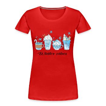 Winter Vibes - Frauen Premium Bio T-Shirt - Rot - Vorne - Mia (176cm)