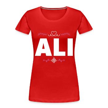 Ali - Frauen Premium Bio T-Shirt - Rot - Vorne - Mia (176cm)