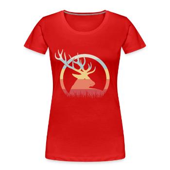 Cerf - T-shirt bio Premium Femme - rouge - Devant - Mia (176cm)