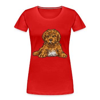 Cavapoo Capoodle Cavoodle Chien Cadeau - T-shirt bio Premium Femme - rouge - Devant - Mia (176cm)