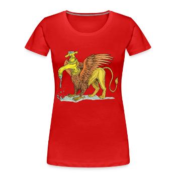 DER WASSERHAHN - Frauen Premium Bio T-Shirt - Rot - Vorne - Mia (176cm)