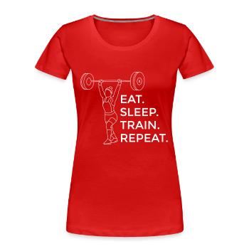 Krafttraining Fitness Muskel Bodybuilder Sportler - Frauen Premium Bio T-Shirt - Rot - Vorne - Mia (176cm)