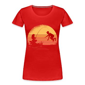 Meerjungfrau Fischerei Fischer Meerjungfrau Fische - Frauen Premium Bio T-Shirt - Rot - Vorne - Mia (176cm)