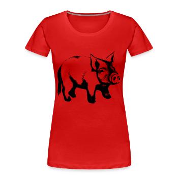 Schwein süß Schweinchen Schweine Tier Tiere 05 - Frauen Premium Bio T-Shirt - Rot - Vorne - Mia (176cm)