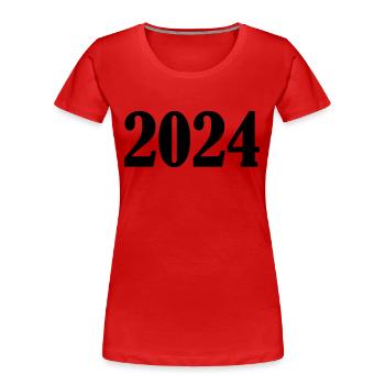 2024 - Frauen Premium Bio T-Shirt - Rot - Vorne - Mia (176cm)