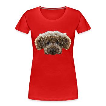 Visage de caniche jouet - T-shirt bio Premium Femme - rouge - Devant - Mia (176cm)