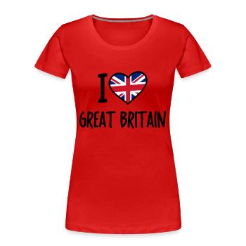 I love Great Britain - Women's Premium Organic T-Shirt - red - Front - Mia (176cm)