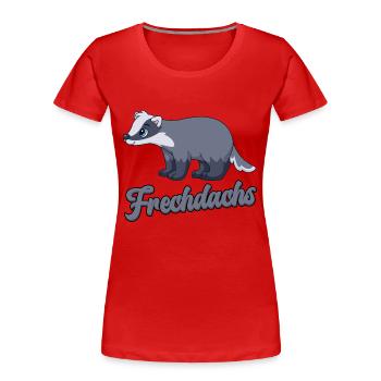 Lustiger, Süßer Dachs, Frechdachs, - Frauen Premium Bio T-Shirt - Rot - Vorne - Mia (176cm)