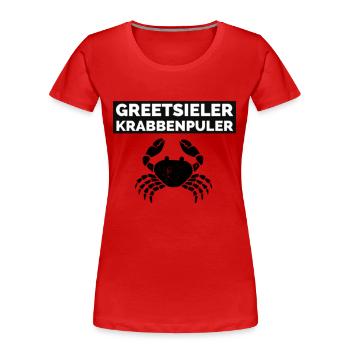 Greetsieler Krabbenpuler - Frauen Premium Bio T-Shirt - Rot - Vorne - Mia (176cm)