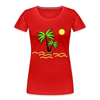 Palm trees - Women's Premium Organic T-Shirt - red - Front - Mia (176cm)