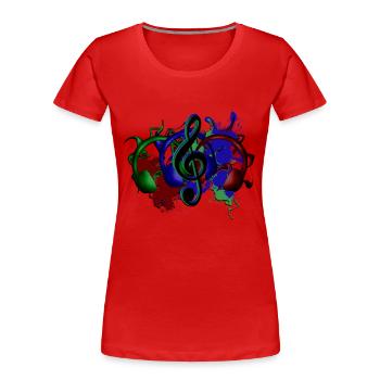 Kopfhörer Notenschlüssel - Frauen Premium Bio T-Shirt - Rot - Vorne - Mia (176cm)