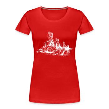 Burg Zeichnung Wahrzeichen Mittelalter historisch - Frauen Premium Bio T-Shirt - Rot - Vorne - Mia (176cm)