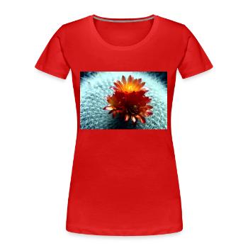 Blühender Kaktus - Frauen Premium Bio T-Shirt - Rot - Vorne - Mia (176cm)