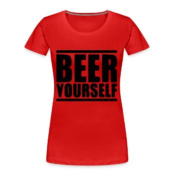 Beer Wine Whiskey Schnapps Alcohol - Women's Premium Organic T-Shirt - red - Front - Mia (176cm)
