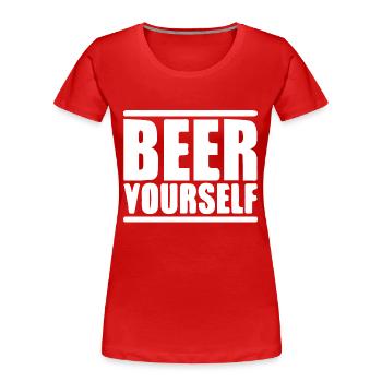 Beer Wine Whiskey Schnapps Alcohol - Women's Premium Organic T-Shirt - red - Front - Mia (176cm)