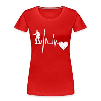 Bergwandern Wandern Bergwanderer Wanderung - Frauen Premium Bio T-Shirt - Rot - Vorne - Mia (176cm)