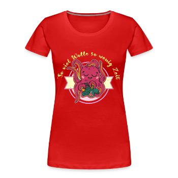 Stricken Strickerin Häkeln Wolle Garn Häkelnadel - Frauen Premium Bio T-Shirt - Rot - Vorne - Mia (176cm)