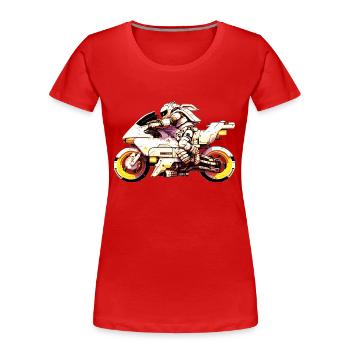 How to ride a motorcycle in the future at races - Women's Premium Organic T-Shirt - red - Front - Mia (176cm)