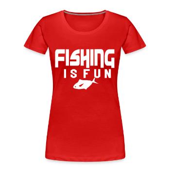Fishing is fun. Evolution Angler Angeln Fischen - Frauen Premium Bio T-Shirt - Rot - Vorne - Mia (176cm)