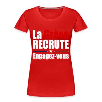 La grève recrute - T-shirt bio Premium Femme - rouge - Devant - Mia (176cm)