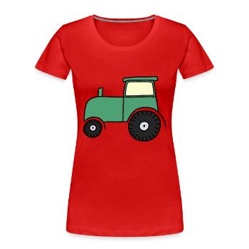 Gezeichneter Traktor - Frauen Premium Bio T-Shirt - Rot - Vorne - Mia (176cm)