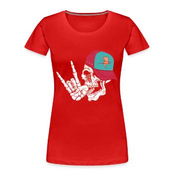 Rock Skull - Frauen Premium Bio T-Shirt - Rot - Vorne - Mia (176cm)