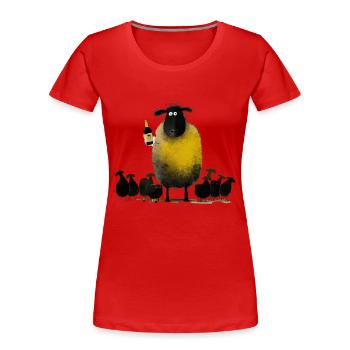 Lustiges Schaf mit Bier - Humor - Frauen Premium Bio T-Shirt - Rot - Vorne - Mia (176cm)