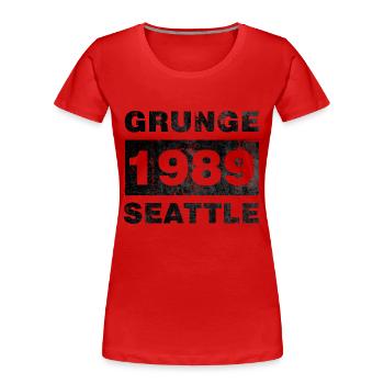 GRUNGE SEATTLE BLACK - Women's Premium Organic T-Shirt - red - Front - Mia (176cm)