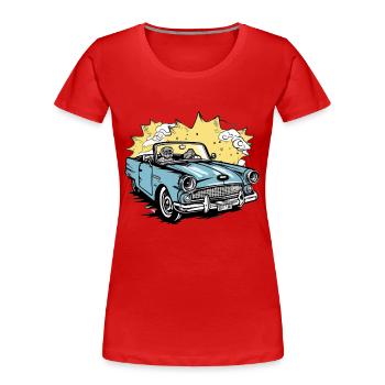 Cabriolet bleu - T-shirt bio Premium Femme - rouge - Devant - Mia (176cm)