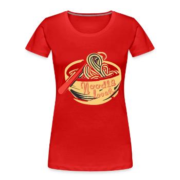 NUDELN - Frauen Premium Bio T-Shirt - Rot - Vorne - Mia (176cm)