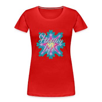 Happy life - feeling happy - Women's Premium Organic T-Shirt - red - Front - Mia (176cm)
