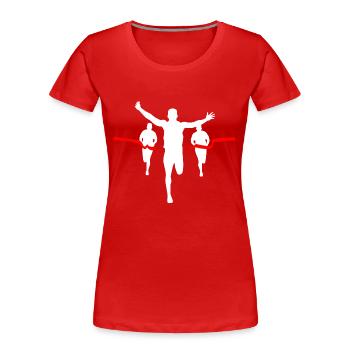 Triathlon Swim Bike Run Marathon - Women's Premium Organic T-Shirt - red - Front - Mia (176cm)