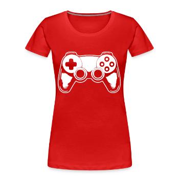 Manette de jeu de jeux vidéo - T-shirt bio Premium Femme - rouge - Devant - Mia (176cm)