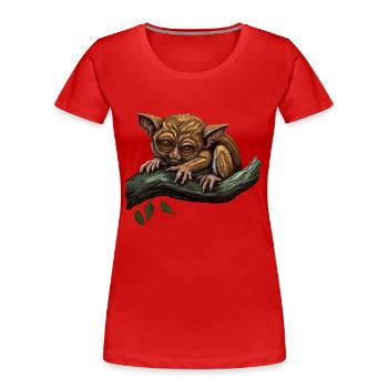 Leprechaun Lemur Bébé Singe Primate sur branche - T-shirt bio Premium Femme - rouge - Devant - Mia (176cm)