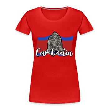 Cambodge Temple Khmer Vintage Palmiers I Cadeau - T-shirt bio Premium Femme - rouge - Devant - Mia (176cm)