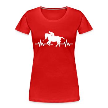 Herzschlag Pferd Hengst Stute Ross Polo - Frauen Premium Bio T-Shirt - Rot - Vorne - Mia (176cm)