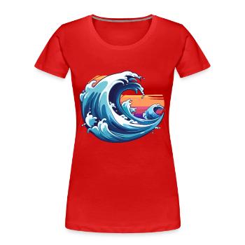 wilder Wellengang - Frauen Premium Bio T-Shirt - Rot - Vorne - Mia (176cm)