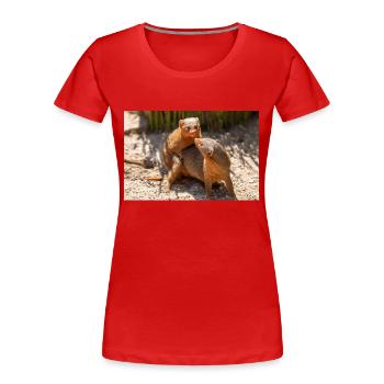 Zwergmangusten Helogale - Frauen Premium Bio T-Shirt - Rot - Vorne - Mia (176cm)