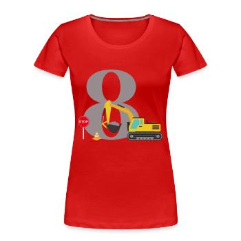 8e anniversaire pelleteuse - T-shirt bio Premium Femme - rouge - Devant - Mia (176cm)