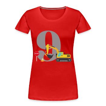 9e anniversaire pelleteuse - T-shirt bio Premium Femme - rouge - Devant - Mia (176cm)